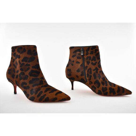 Christian Louboutin So Kate Booty 55 Black Leopard Pony Short Ankle Bootie 40.5 - Picture 2 of 7